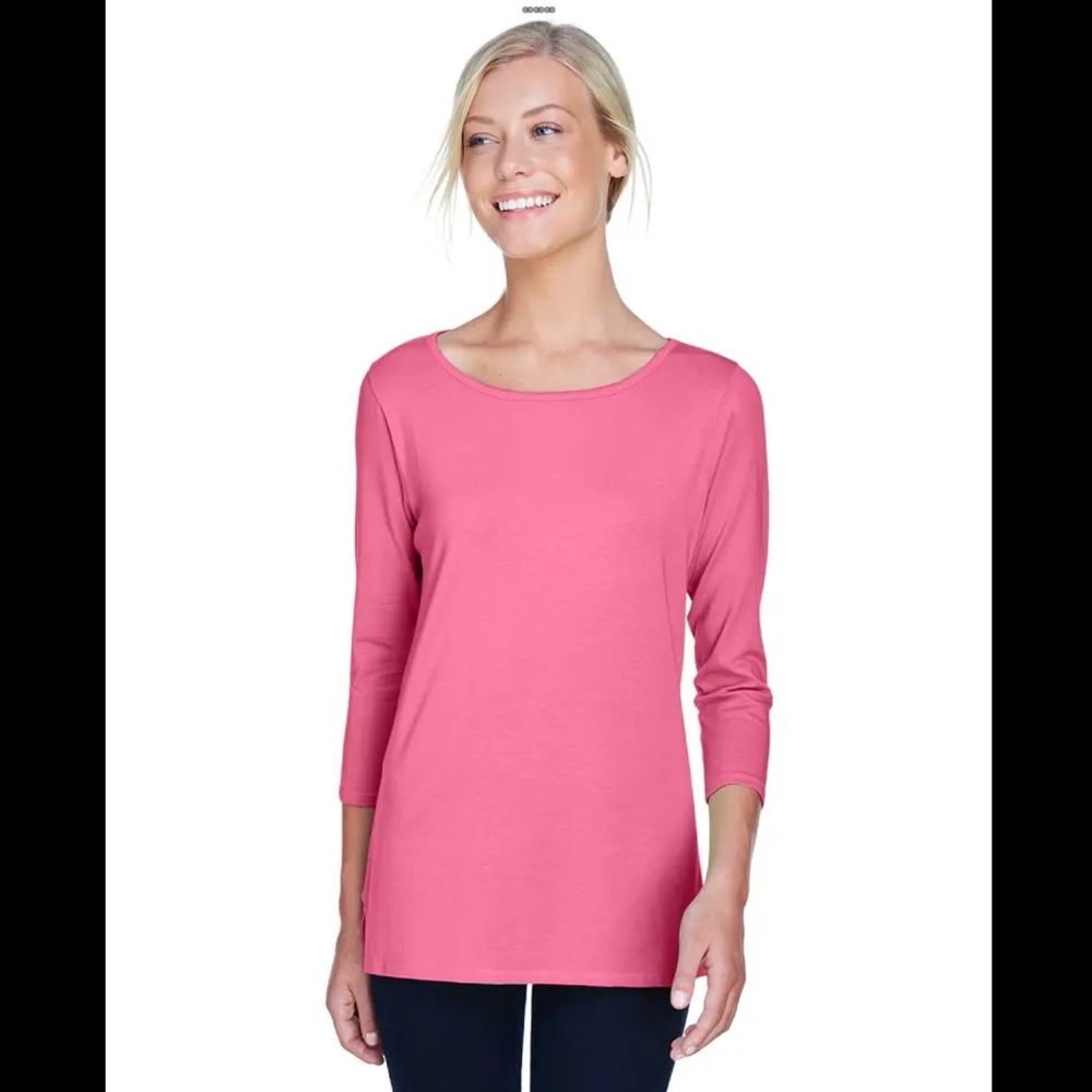 Devon & Jones Cotton Blend Ballet Bracelet-Length Knit Top